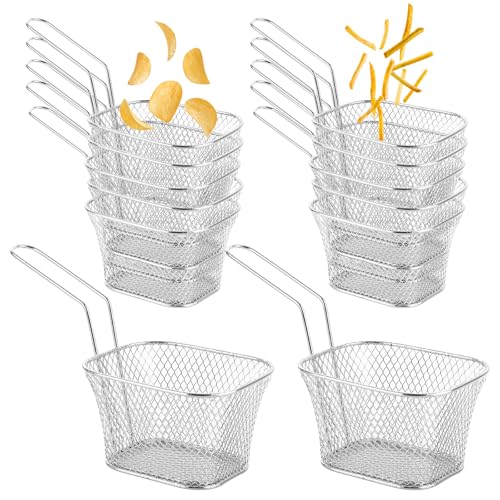 LDXDRU 12 Pack Chip Serving Frying Baskets Mini Chip Baskets with Handle
