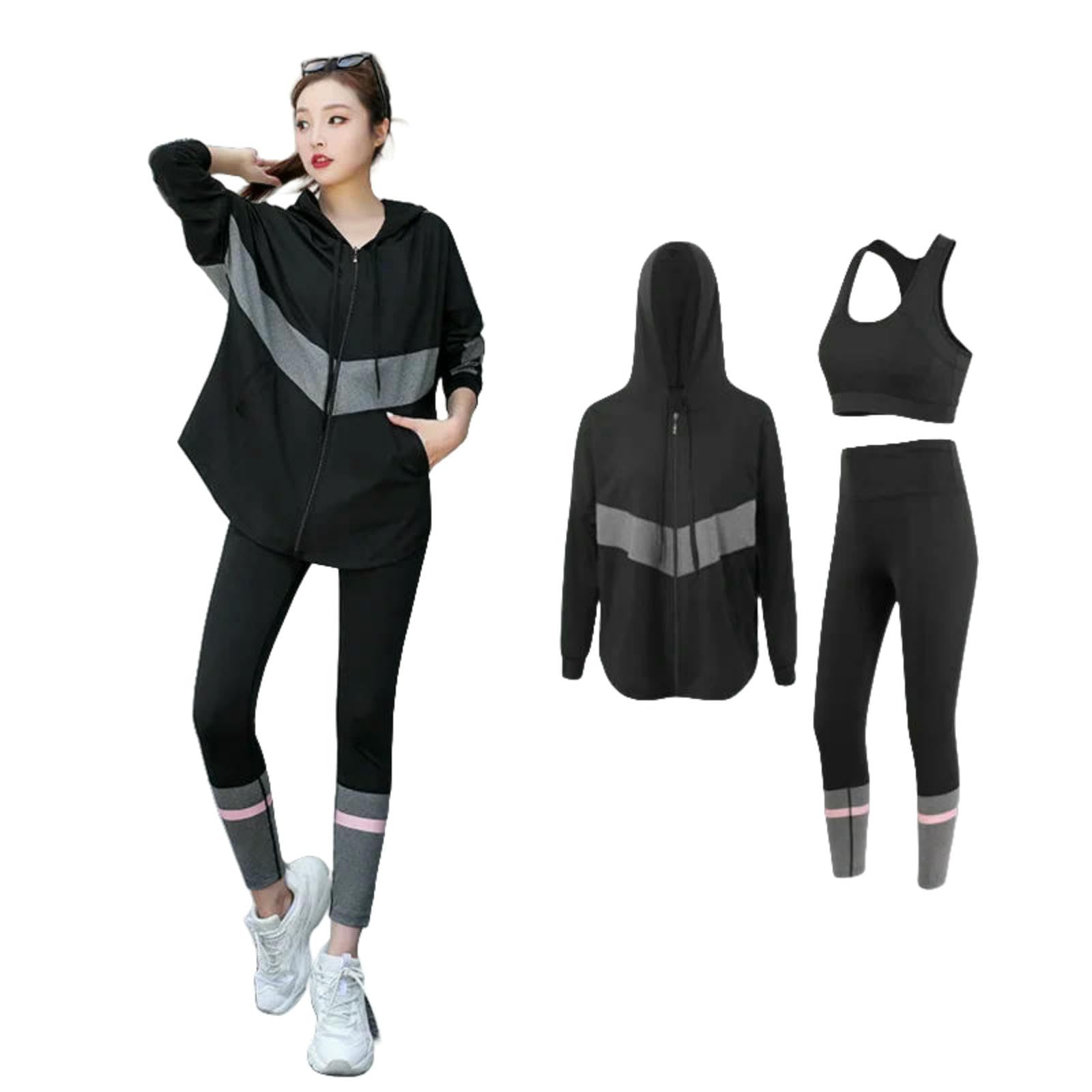 Shapewear kurtka sportowa biustonosz, legginsy 3-częściowy zestaw dla kobiet, dres treningowy, trening i siłownia, push up, joga-d 1-XXL