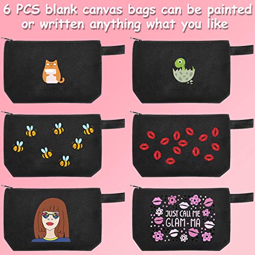Weewooday 8 Pack Canvas Zipper Pouch Bulk Blank DIY Cosmetic Makeup Bags for Travel Toiletry Organized DIY Craft Coworker Teacher Employee Women Christmas Gifts(11.8 x 7.48 x 2.76 Inches,Black)4
