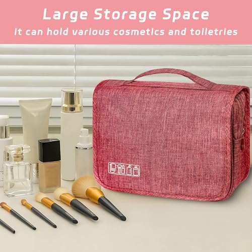 Image of Toiletry Bag Travel Bag with Hanging Hook for Women and Men,Red