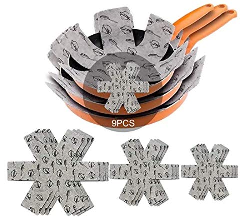 Ruiyan - Lote de 9 protectores para sartenes de fieltro acolchado para separar y proteger las...