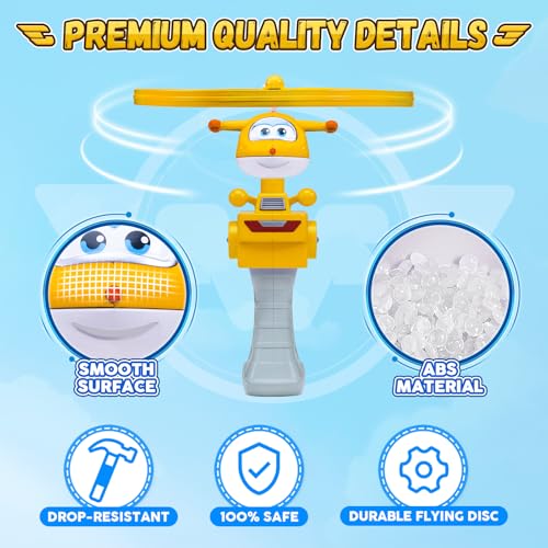 Image of Super Wings Outdoor Toys, Golden Boy Flying Toys for Kids Ages 3-5 4-8, Toddler Outdoor Games Flying Discs, Outside Toys Airplane Launcher Toy for Kids Boys Girls Age 3 4 5 6 7 8 9+
