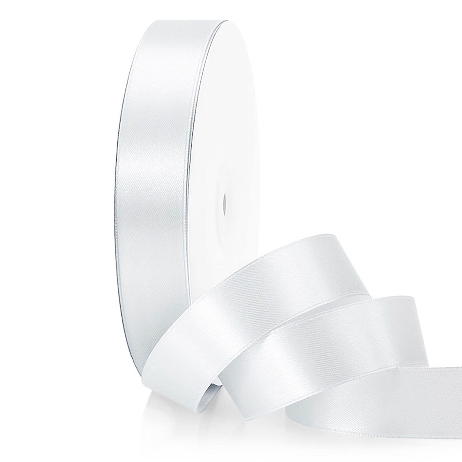 ZYOOO White Satin Ribbon - 25mm x 91m(100 Yards)- for Gift Wrapping DIY Sewing Project, Bouquets, Cake Decoration,Wedding Trimming