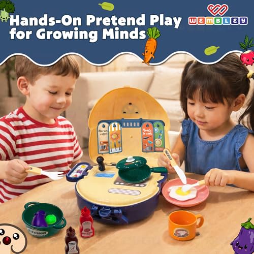 Image of Wembley Kitchen Set for Kids Girl & Boy 2-7 Years Old | Portable Pretend Play Toy for Girls | Mini Kitchen Playset Suitcase | Safe and Non-Toxic | Birthday Gift for Kids Ages 2 to 7