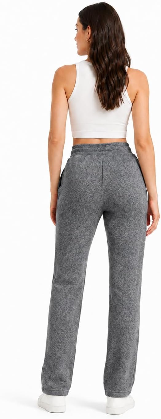 Zylioo Tall Women's Straight Leg Sweatpants 32"/34" Inseam Elastic Waist Casual Pants for Tall with Pockets Open Bottom