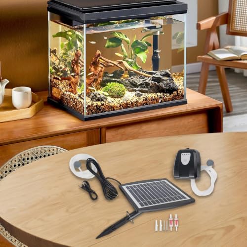 Bomba solar de oxígeno antibloqueo para estanques koi con batería de 2600 mAh 4