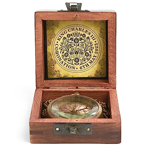 Brújula Antigua de Latón en Caja de Madera miniatura 4