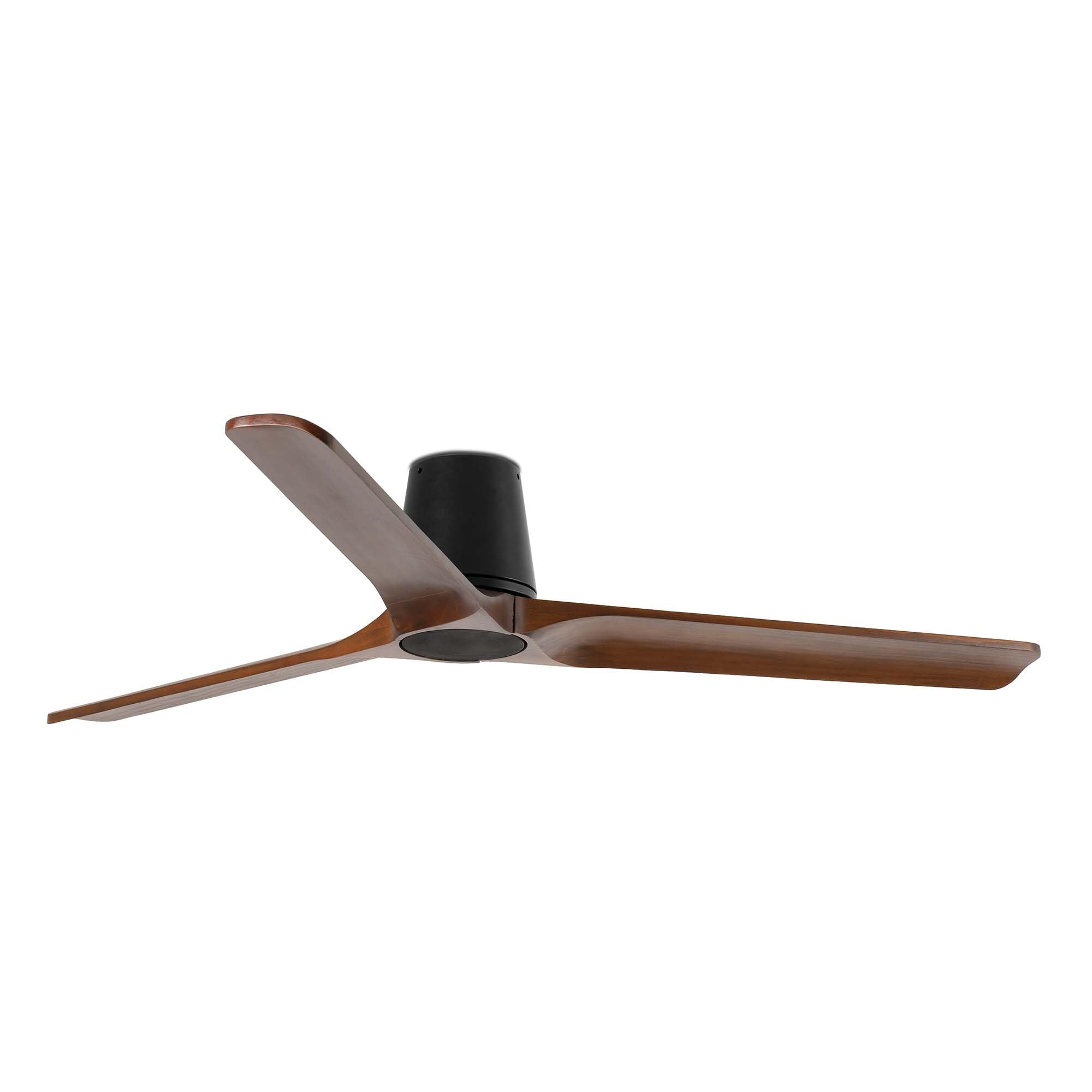 Faro Heywood Tub Ventilador de techo grande de 3 aspas, color negro mate y nogal