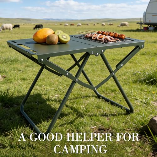 Mesa táctica plegable para exterior Glowki IGT con altura ajustable y paneles modulares IGT, con soporte para luz, portátil para camping, excursiones, picnics y playa miniatura 7