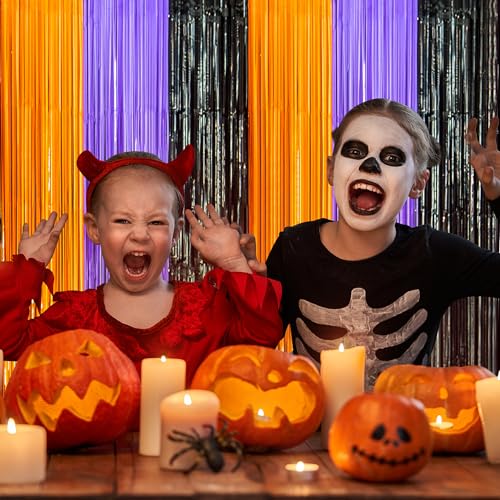 Image of OHOME Halloween Decorations - Halloween Party Decorations | Trick or Treat Backdrop Banner for Wall Door | Halloween Birthday Party Favors Supplies Indoor Outdoor