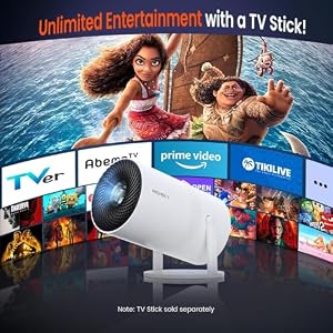 WISHOLY Mini Projector with WiFi and Bluetooth, Portable Movie Projector with 180° Rotatable, 1080P HD Supported, Auto Vertical Keystone, Compatible with Smartphone, TV Stick, Laptop, HDMI, USB — photo 4 of 6
