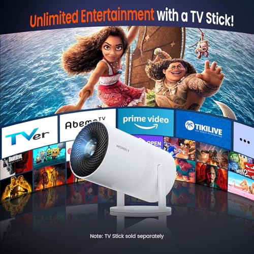 Image of WISHOLY Mini Projector with WiFi and Bluetooth, Portable Movie Projector with 180 Rotatable, 1080P HD Supported, Auto Vertical Keystone, Compatible with Smartphone, TV Stick, Laptop, HDMI, USB