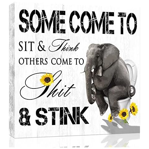 Elephant flowers and text bathroom wall hanging art Cover