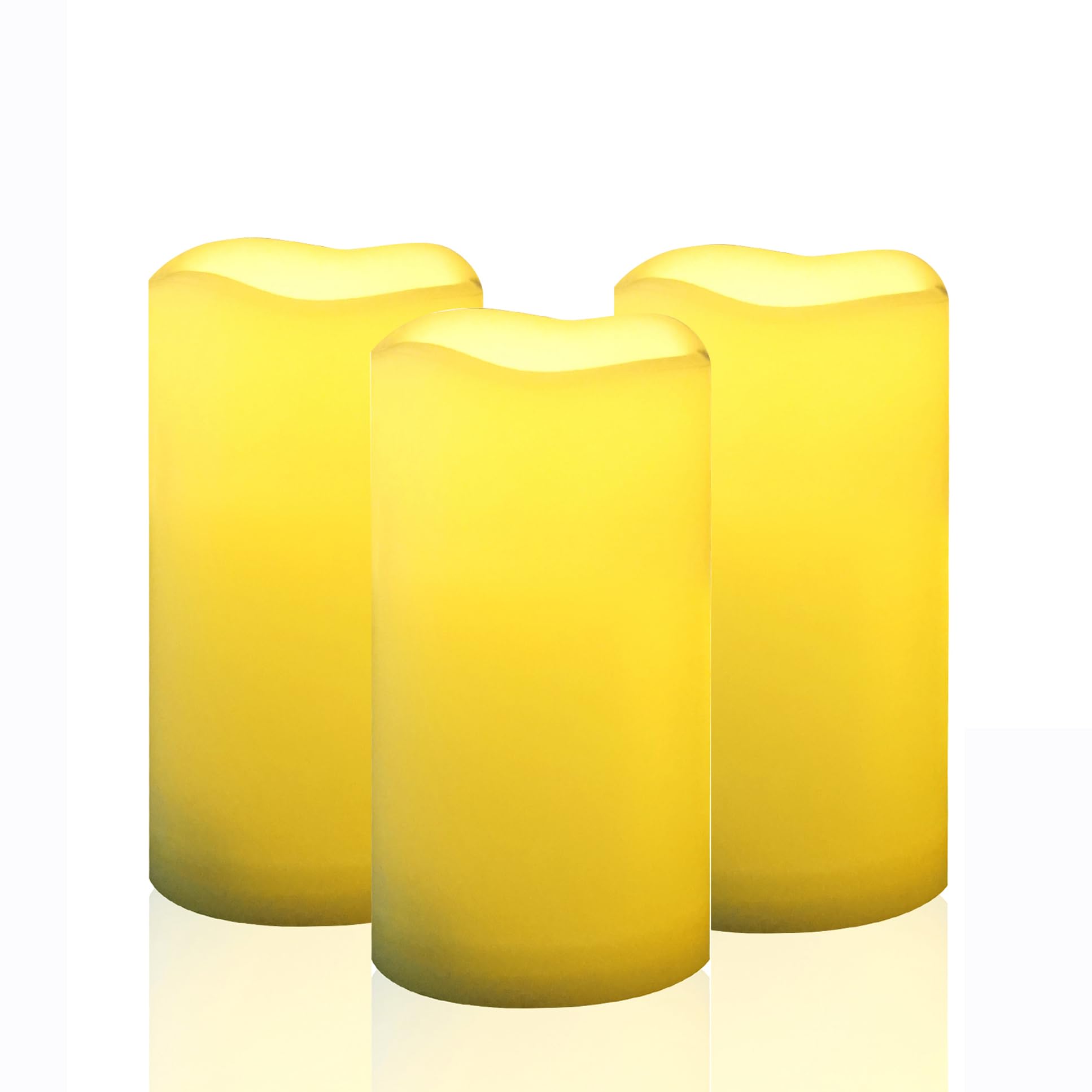 CANDLE CHOICE Waterproof Outdoor Battery Operated Flameless Candles with Remote Timer Plastic Flickering Fake Electric LED Pillars for Lantern Garden Wedding Christmas Decorations 3x6 Inches 3 PCS