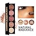 Highlighter Powder Palette, Makeup Palette Facial Bronzers Illuminator Palette Highlighter Baked Waterproof Long Lasting Brilliant Lighten Skin Color (5 Color, 1 Count (Pack of 1))