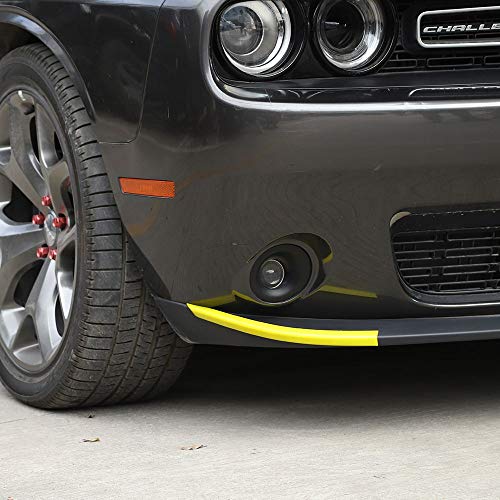 Image of JeCar Front Shovels Cover Decoration Kit Deflector Spoiler Bumper Lip Body Shovels Bumper Exterior Decals Sticker Accessories for 2015-2025 Dodge Challenger SXT, Yellow
