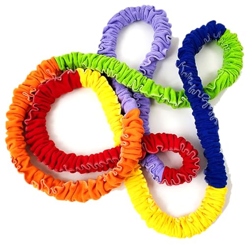 Lardenure Bandas elásticas: Bandas de Ejercicio de Color arcoíris para niños, Trabajo en Equipo, Juegos al Aire Libre y Actividades grupales |.Equipo de Educación Física (9, 8 pies).
