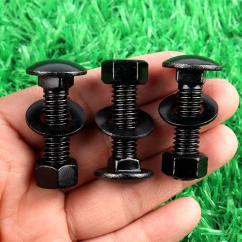Image of 4 Sets 1 /2-13 x 1-1 /2 inch Carriage Bolts Screws Round Head Square Neck and Hex Nuts, Flat Washers 304 Stainless Steel 18-8 Full Thread, Black