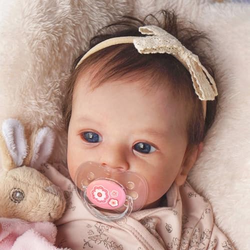 iCradle Lovely Real Look Reborn Baby Doll Girl 19 inch 48 cm Vinyl Silicone Baby Doll Rooted Hair Realistic Newborn Doll Toy for Ages 3+