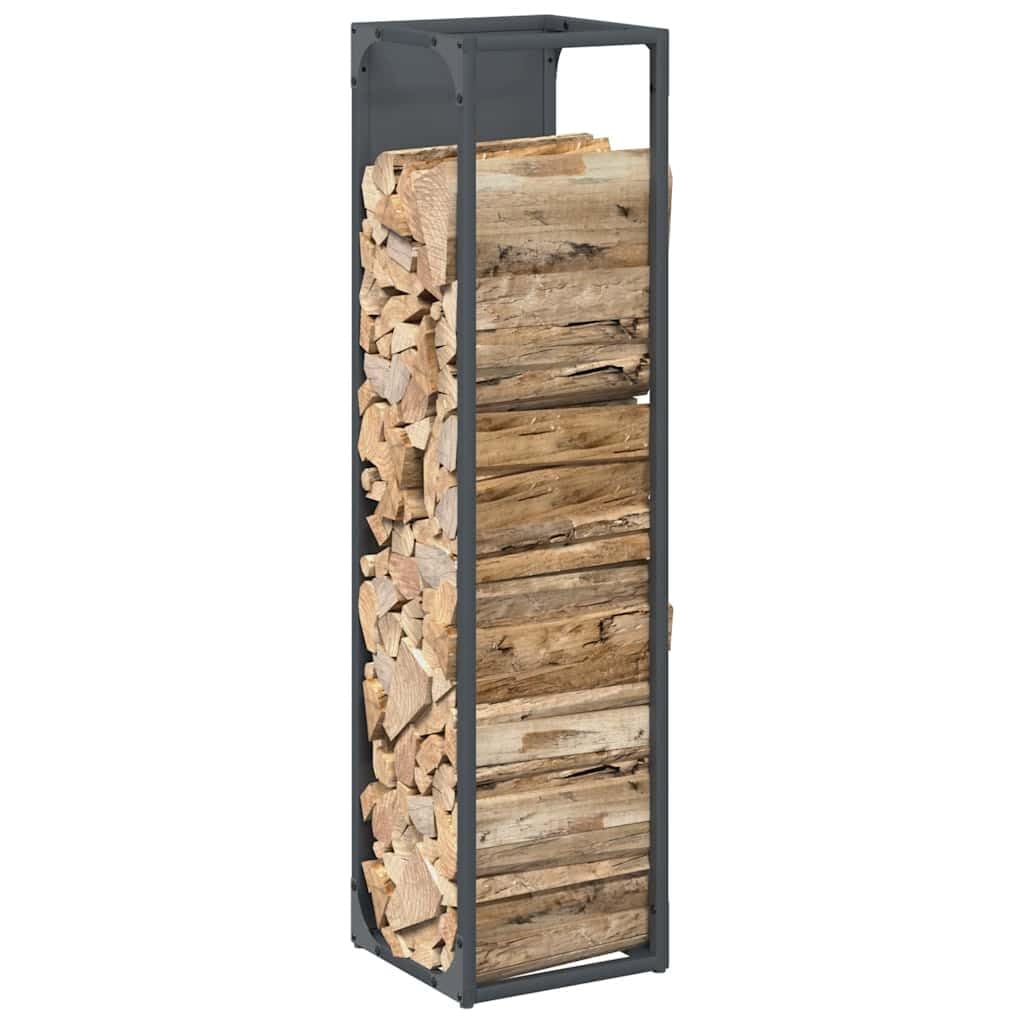 Brennholzregal Anthrazit aus kaltgewalztem Stahl 25 x 25 x 100 cm für Kaminholz und Feuerholz, Holzregal mit 100 kg Traglast für Innenbereich, Wohnzimmer, Kamin und Ofen
