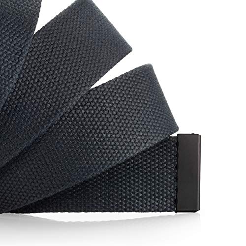 Image of Mile High Life Cut To Fit Canvas Web Belt Size Up to 52 inch with Flip-Top Solid Black Military Buckle