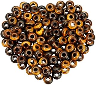 mookaitedecor 14mm Natural Tiger's Eye Stone Round Large Hole Gemstone Beads for Jewellery Making,Loose Crystal Stone Beads for European Bracelet,Pack of 20