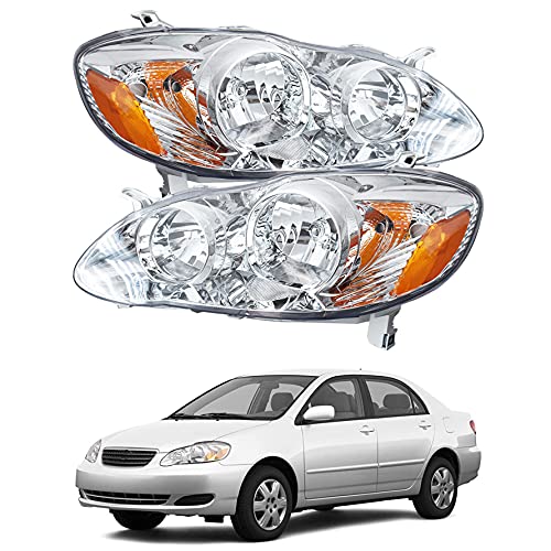 munirater Head Lamps Headlights Left+Right Replacement for 2003 2004 2005 2006 2007 2008 Corolla Clear
