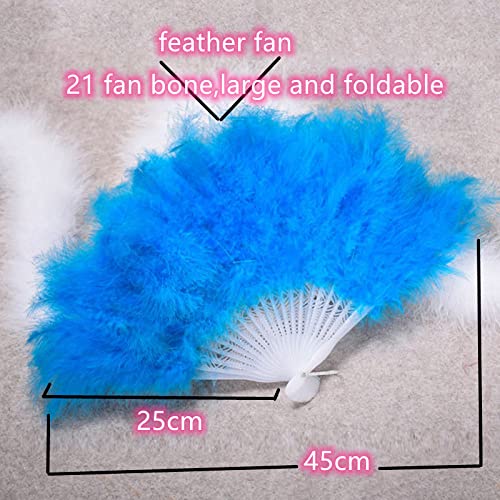 Abanico plegable de mano de plumas rosa para baile y decoracion artesanal 5