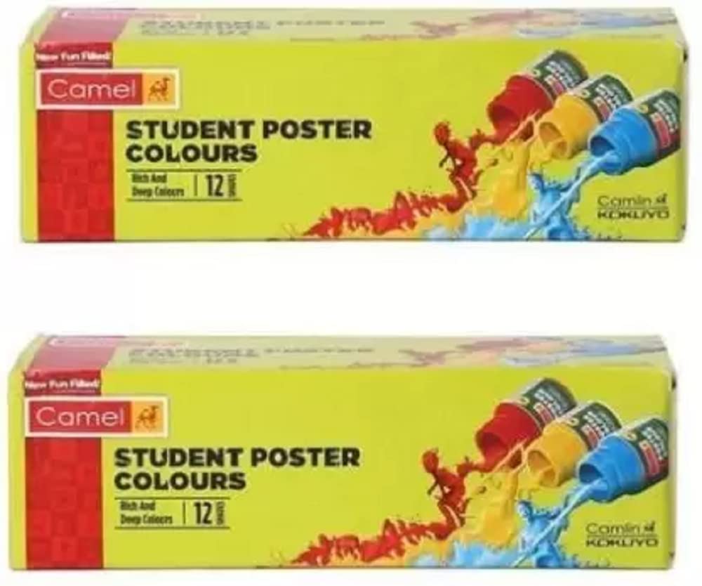Camlin student poster color 12 shades pack of 2 (Set of 2, Multicolor) - Image 1