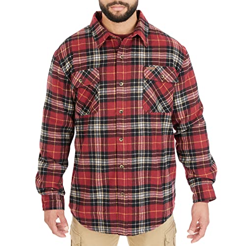 Image of Smith's Workwear Men's Sherpa-lined Cotton Flannel Shirt Jacket