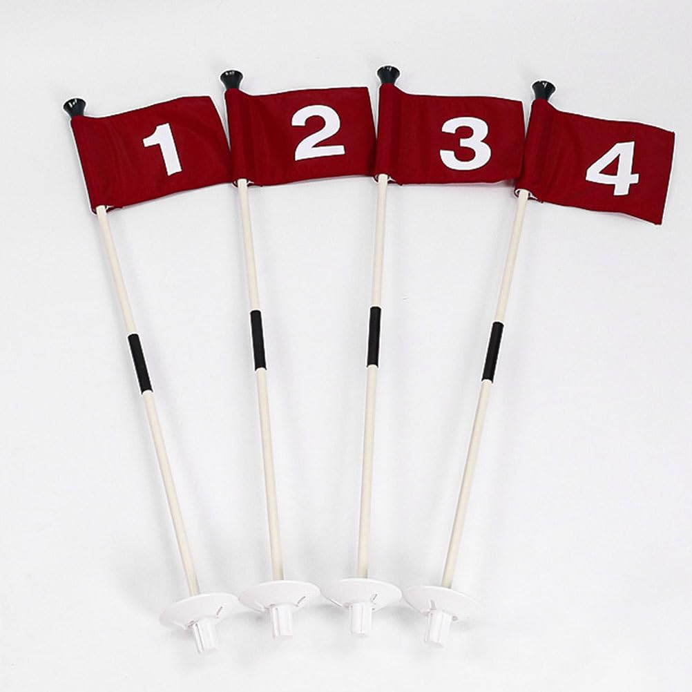 BESPORTBLE Golf-Flaggenstab, Golfflaggenstäbchen mit Bechern, Golf-Pin-Flaggenloch-Set, Grüne Flaggen und Stangen, Nummerierte Golfflaggen für Driving Range Hinterhof, 83cm