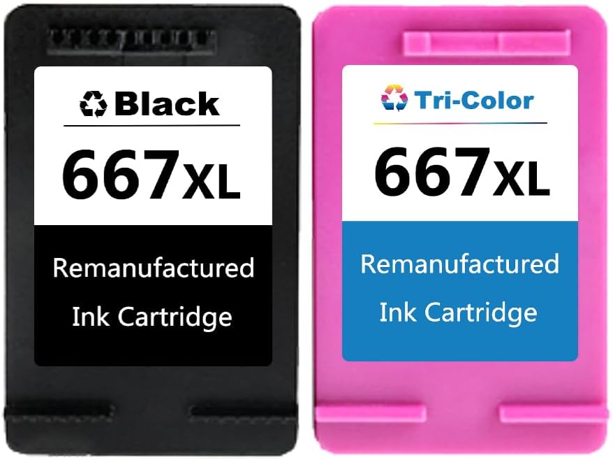 Weizhiya 667XL Ink Cartridges Replacement for HP 667 667XL Ink Cartridges for HP Deskjet Ink Advantage 1275 2375 2775 for HP Deskjet Ink Advantage Plus 6075 6475 6476