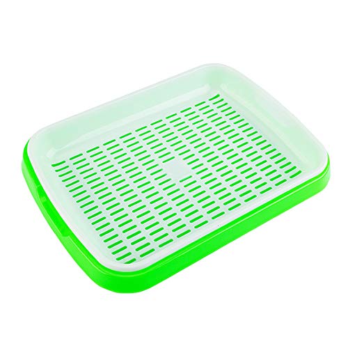 IHOMYIPET Seed Sprouter Tray, Two-Tiered Hydroponics Basket,Soilless Seed Sprouter Germination Tray Kit for Garden Home (Green)