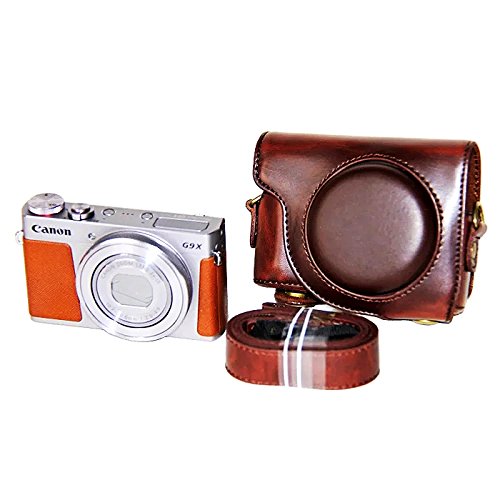 First2savvv XJPT-G9X-10G11 dunkelbraun Ganzkörper- präzise Passform PU-Leder Kameratasche Fall Tasche Cover für Canon… – Bild 3