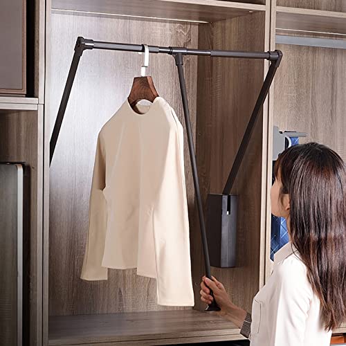 Barra de armario resistente para colgar ropa, montaje lateral ajustable con asa, 35.5 pulgadas