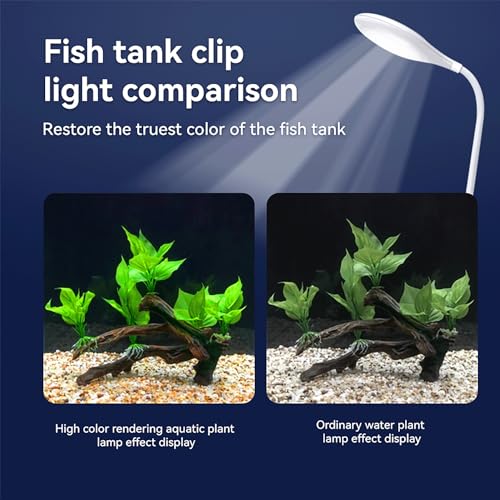 Image of 5-8 Gallon Fish Tank Clip On Aquarium Light with White Blue Red LEDs Small Aquarium Light, Full Spectrum Fish Tank Light with USB Port and 360 Degrees Flexible Rotate