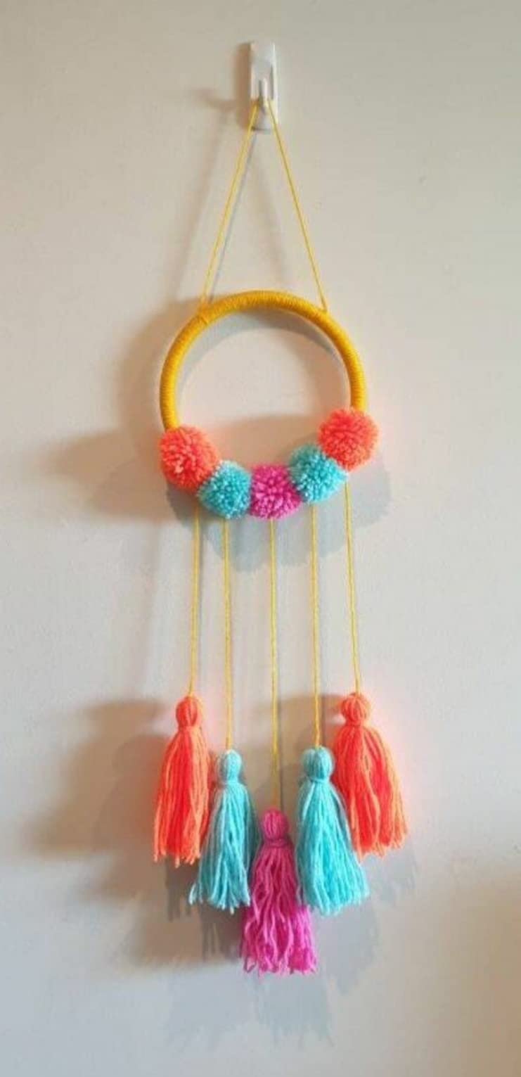 Kavya Craft Present Bright Color Mini Dream Catcher Wall Hanging for Home Decoration Craft Material