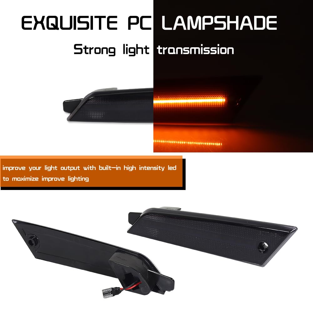 Tonsya For 1979 1980 1981 1982 1983 1984 1985 1986 Ford Mustang side Bumper marker turn Signal lights Smoked Lens Amber Led D9ZZ-15201-L,D9ZZ-15201-R