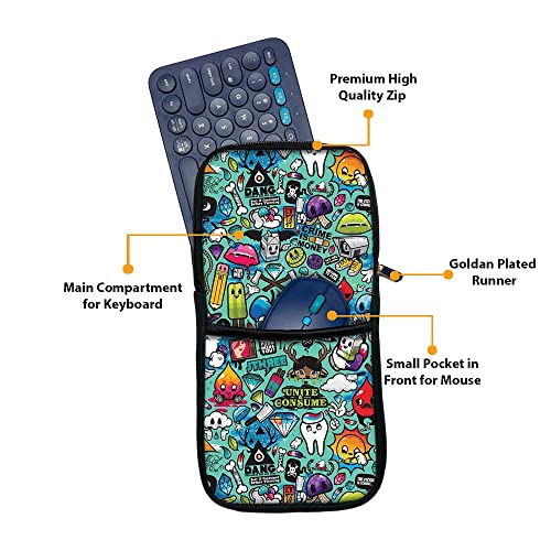 Image of Theskinmantra Keyboard and Mouse Sleeve for Logitech K380, Models - for Men and Women - Compact Sleeve for Keyboard and Mouse with Multi-Colored Designs (We Don't Care)