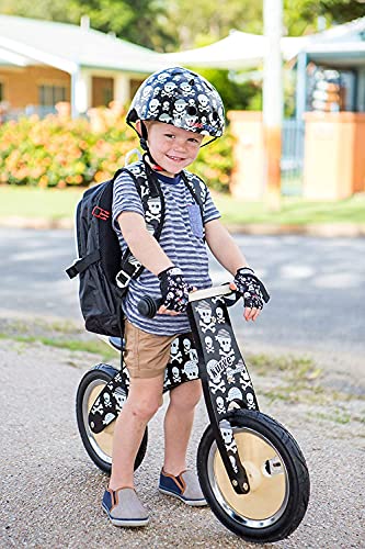KIDDIMOTO Kinder Fahrradhandschuhe Fingerlose für Jungen und Mädchen/Fahrrad Handschuhe/Bike Kinder Handschuhe (Skullz, M (4-8y))