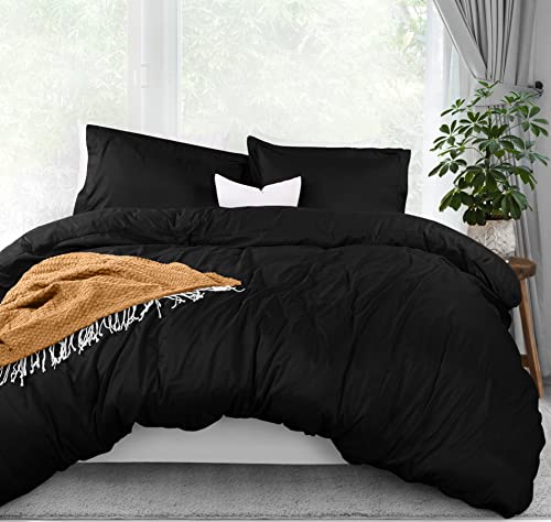 Utopia Bedding Duvet Cover King Size Set - 1 Duvet Cover with 2 Pillow Shams - 3 Pieces Comforter Cover with Zipper Closure - Ultra Soft Brushed Microfiber, 104 X 90 Inches (King, Black)