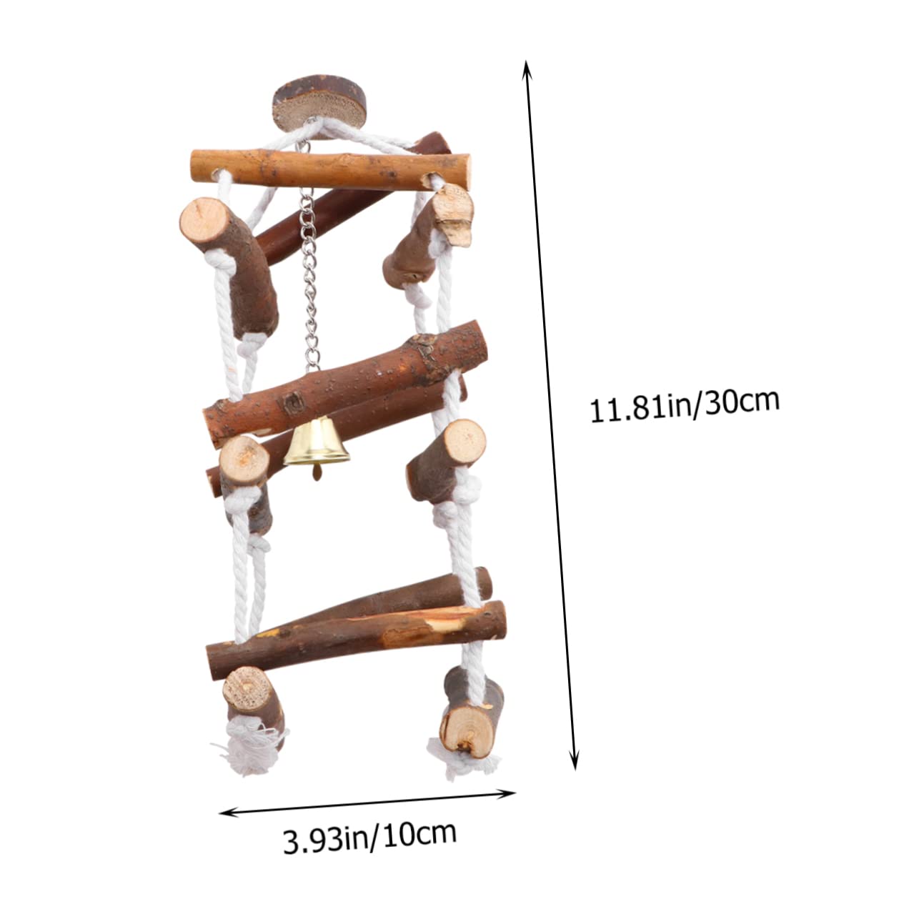 BESPORTBLE Wooden Parrot Swing with Three Layers and Buckle Hanging Bird for Cage Garden Durable Cotton Rope and Wooden Pendant Fun Activity for Parakeets and Birds