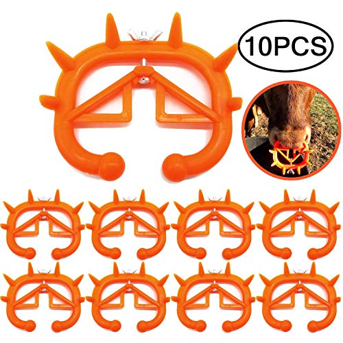 10Pcs Cow Nose Thorn-Cow Nose Ring Farm Livestock Animal Weaner Red Plastic Weaning Tool for Calf Cattle Prevent Sucking