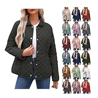 Winter Coats for Women Plus Size Quilted Jackets Long Sleeve Button Puffer Coat Lightweight Bomber Jacket Outerwear