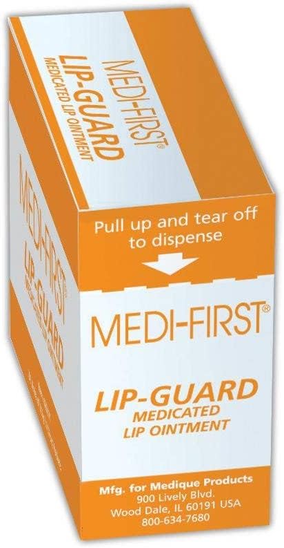 Bálsamo labial Medique Medi-First Lip Guard MP26671, branco/laranja, 20 unidades