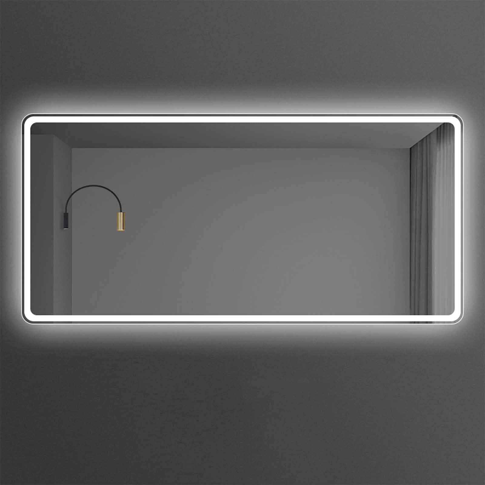 Specchio Rettangolare per Trucco da Bagno a LED con Funzione antiappannamento e Funzione di Illuminazione, Adatto per Bagno, Toilette, Hotel
