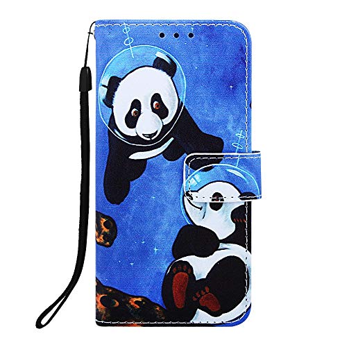 iPhone 11 Pro Case Flip Cover for iPhone 11 Pro Reevermap Shockproof Wallet PU Leather Magnetic Buckle with Built-in Kickstand, Two Pandas