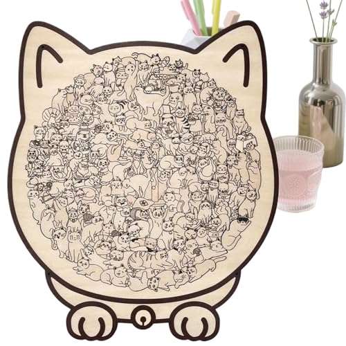 Puzzle de gatos de madera con 135 piezas para adultos y niños