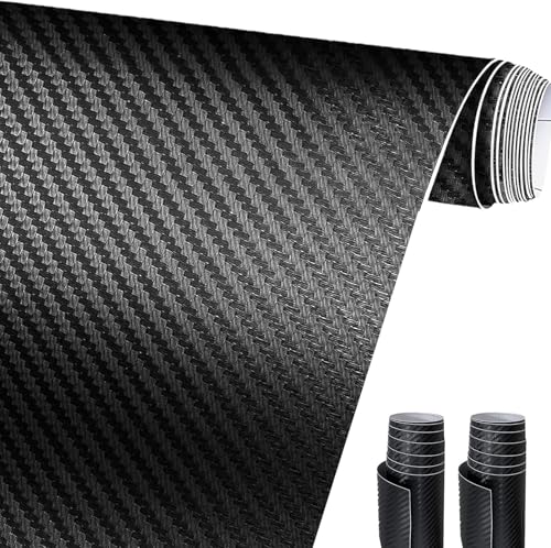 Carbon Folie, 3D Schwarz X2,150 X 30cm,Selbstklebend Autofolie aus Vinyl,Arespark Auto Schutz Carbon Folie