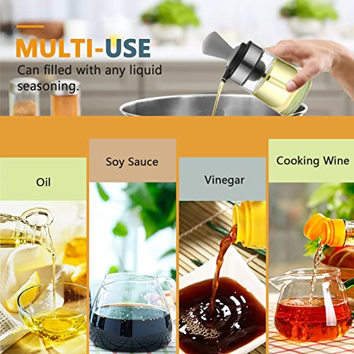 Ölpinsel Flasche, RoseFlower 3-in-1 Silikonbürste mit Glasölflasche wird zum Hochtemperatur-Picknickgrillen im Freien, zum Bürsten von Steaks, zum Kochen in der Küche, zum Backen, Salat #3